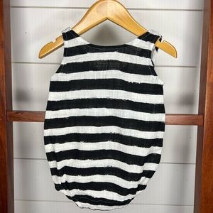 Baby Bubble Romper- Black and White Striped